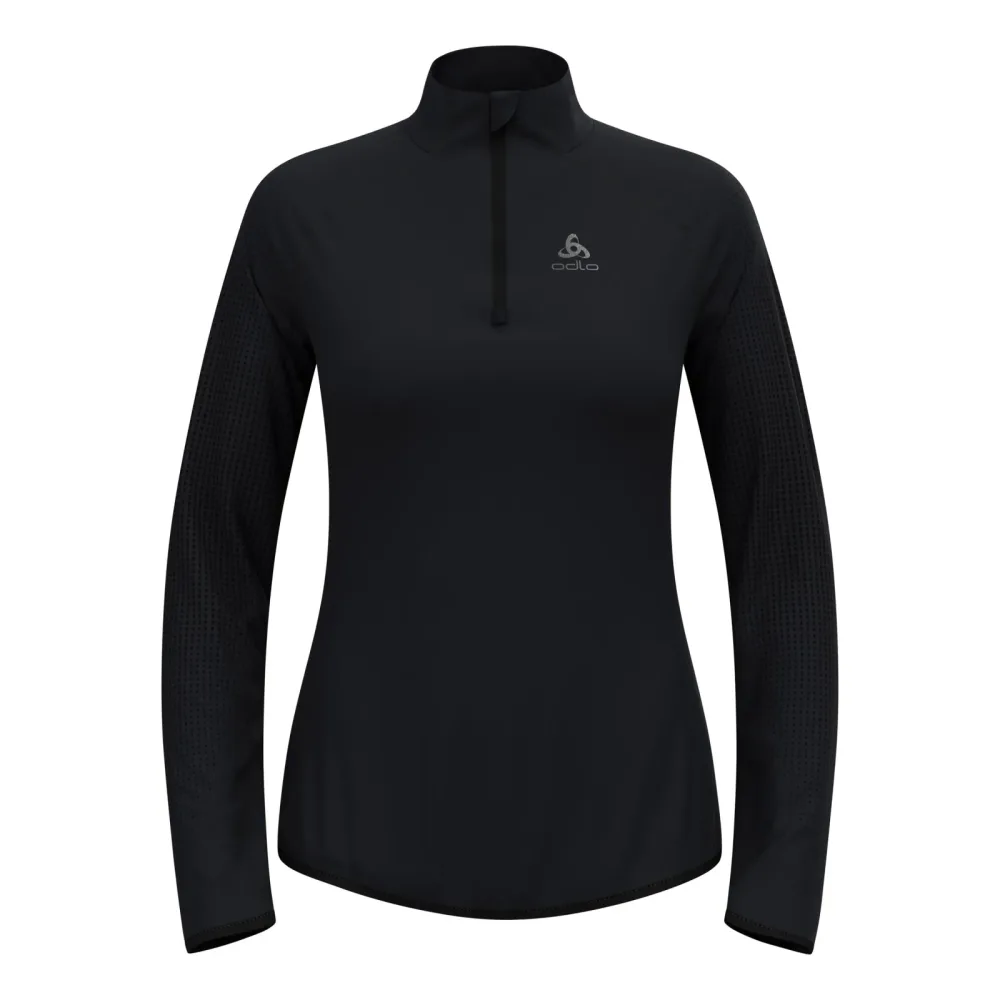 Odlo Zeroweight Warm Lauf-Mid Layer Half-Zip für Damen - Running - schwarz, XL