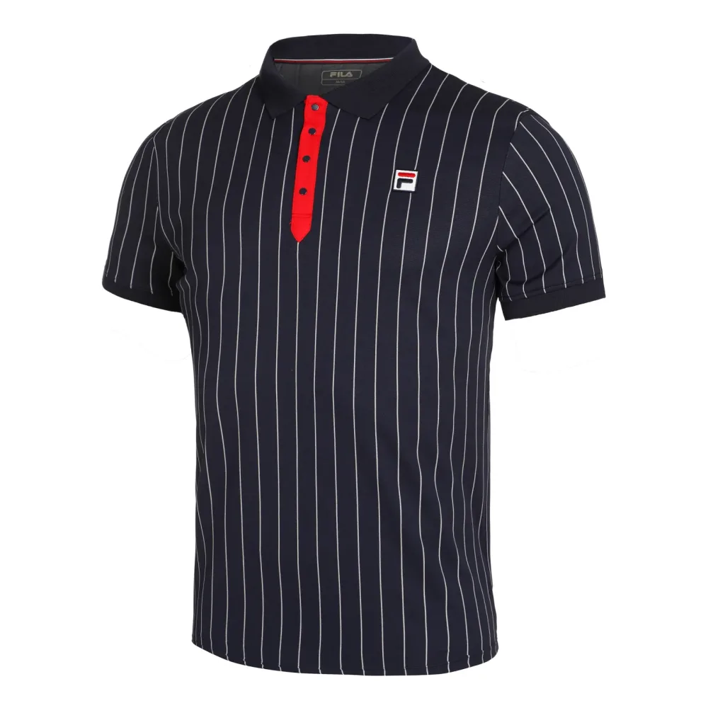 Fila Stripes Polo Herren - Dunkelblau, Rot