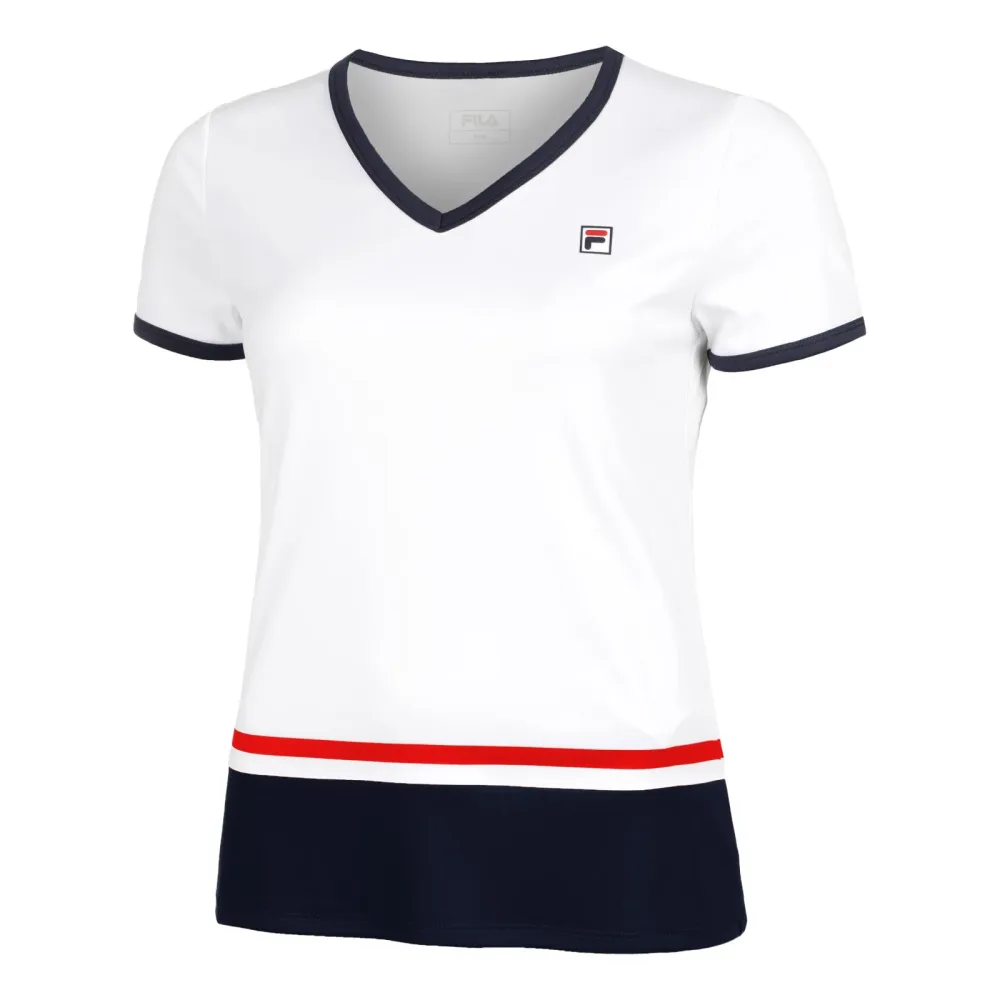 Fila Elisabeth T - Shirt Damen Weiß, Dunkelblau