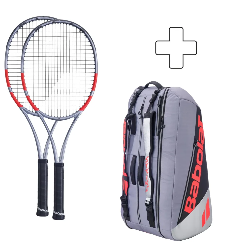 Babolat 2x Pure Strike 16x19 plus Schlägertasche