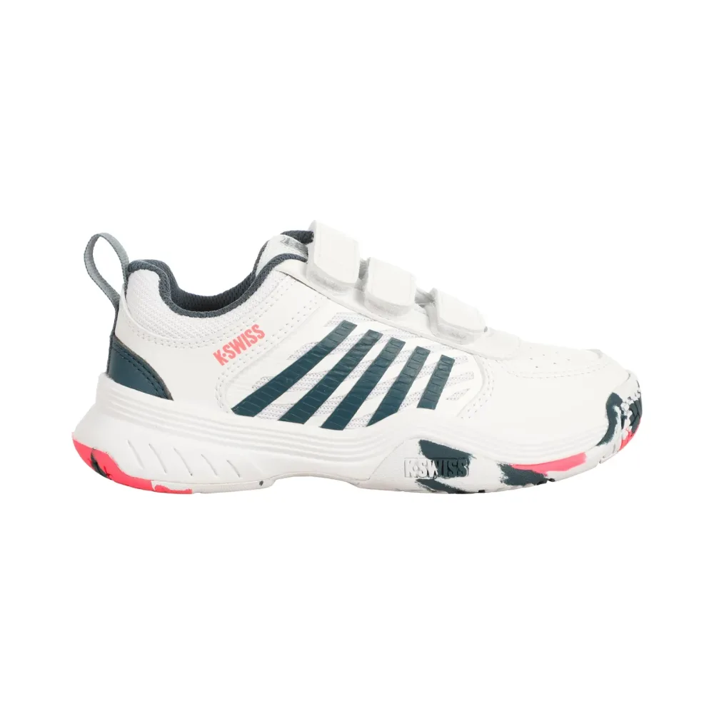 K - Swiss Court Express 2 Strap Allcourtschuh Kinder Weiß, Petrol
