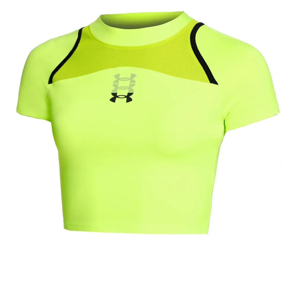 Under Armour Run Anywhere Crop Laufshirt Damen - Grün, Schwarz