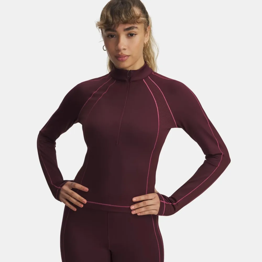 Under Armour Cold Gear Textured 1/2 Zip Longsleeve Damen - grau