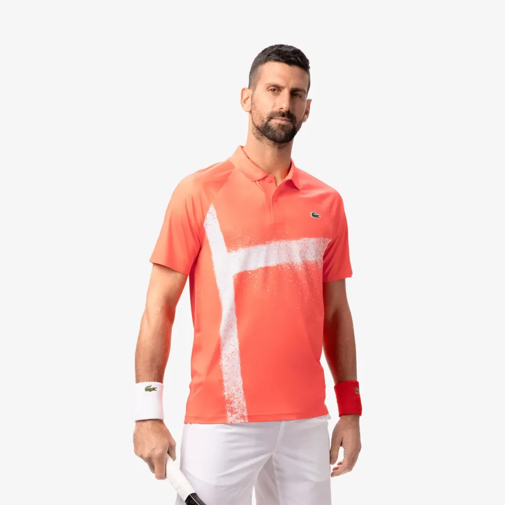Lacoste Djokovic Polo Herren - Koralle, Weiß
