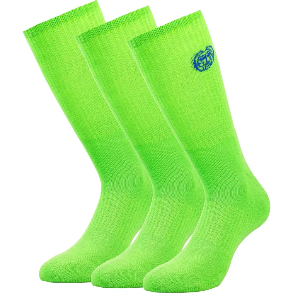 BIDI BADU Matayo Crew Tech Sportsocken 3er Pack Herren - Neongrün, Blau