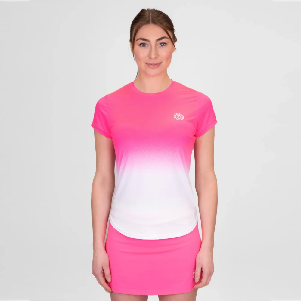 BIDI BADU Crew Gradiant T-Shirt Damen - Pink, Weiß