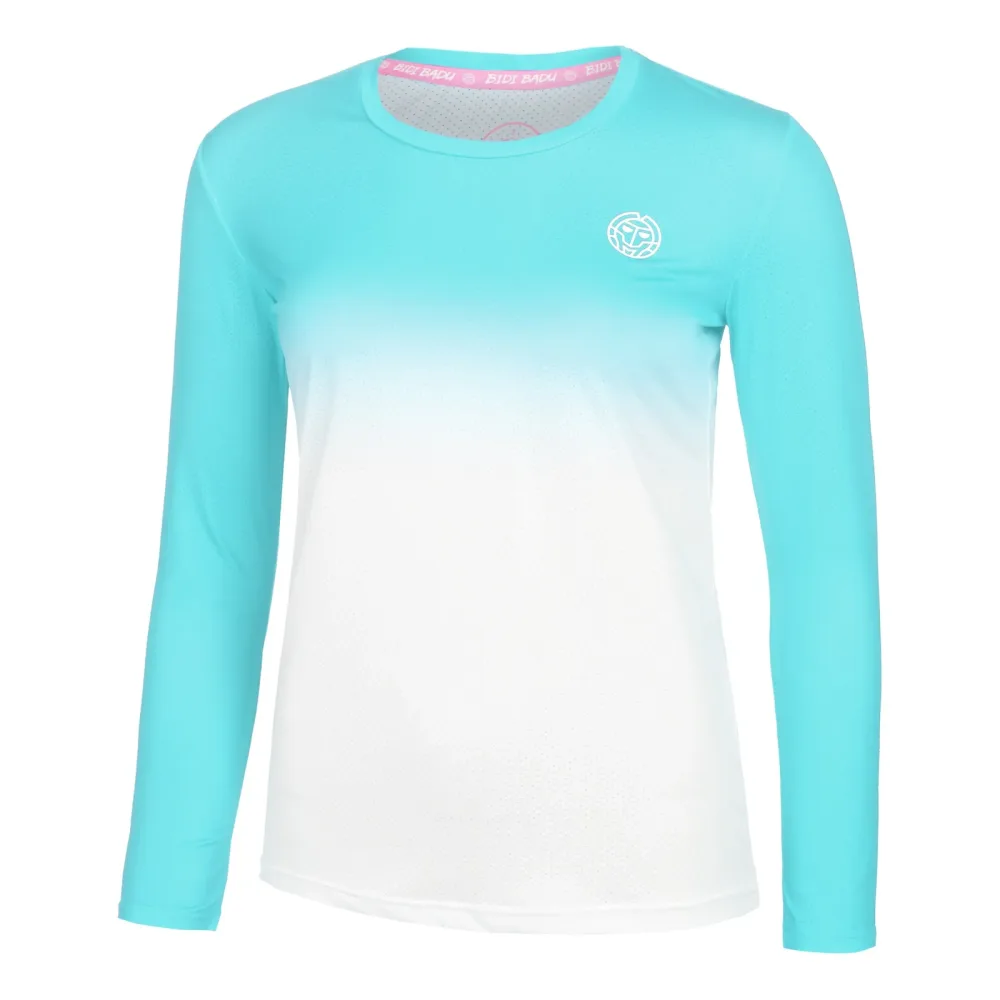 BIDI BADU Crew Gradiant Longsleeve Damen - Türkis, Weiß