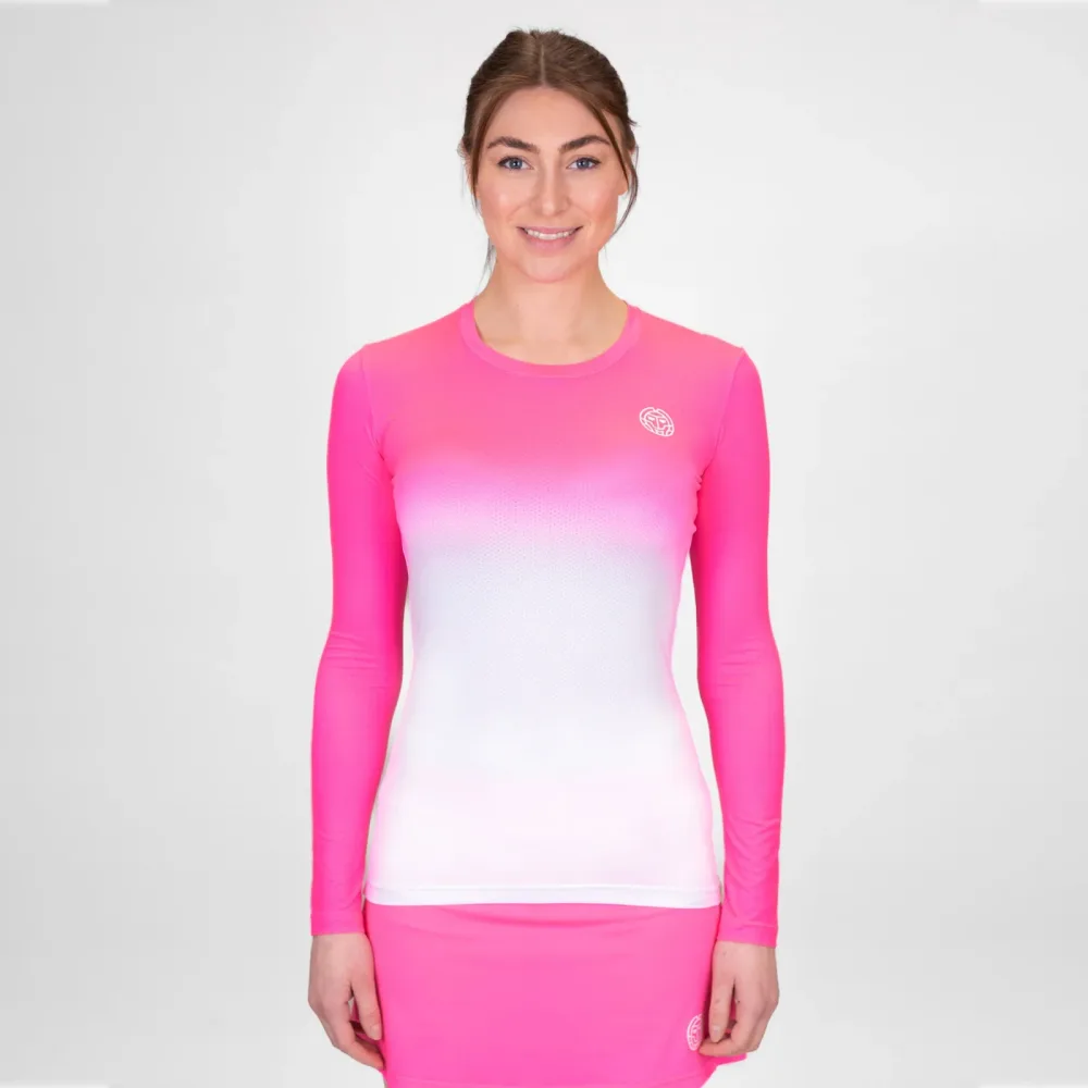BIDI BADU Crew Gradiant Longsleeve Damen - Pink, Weiß