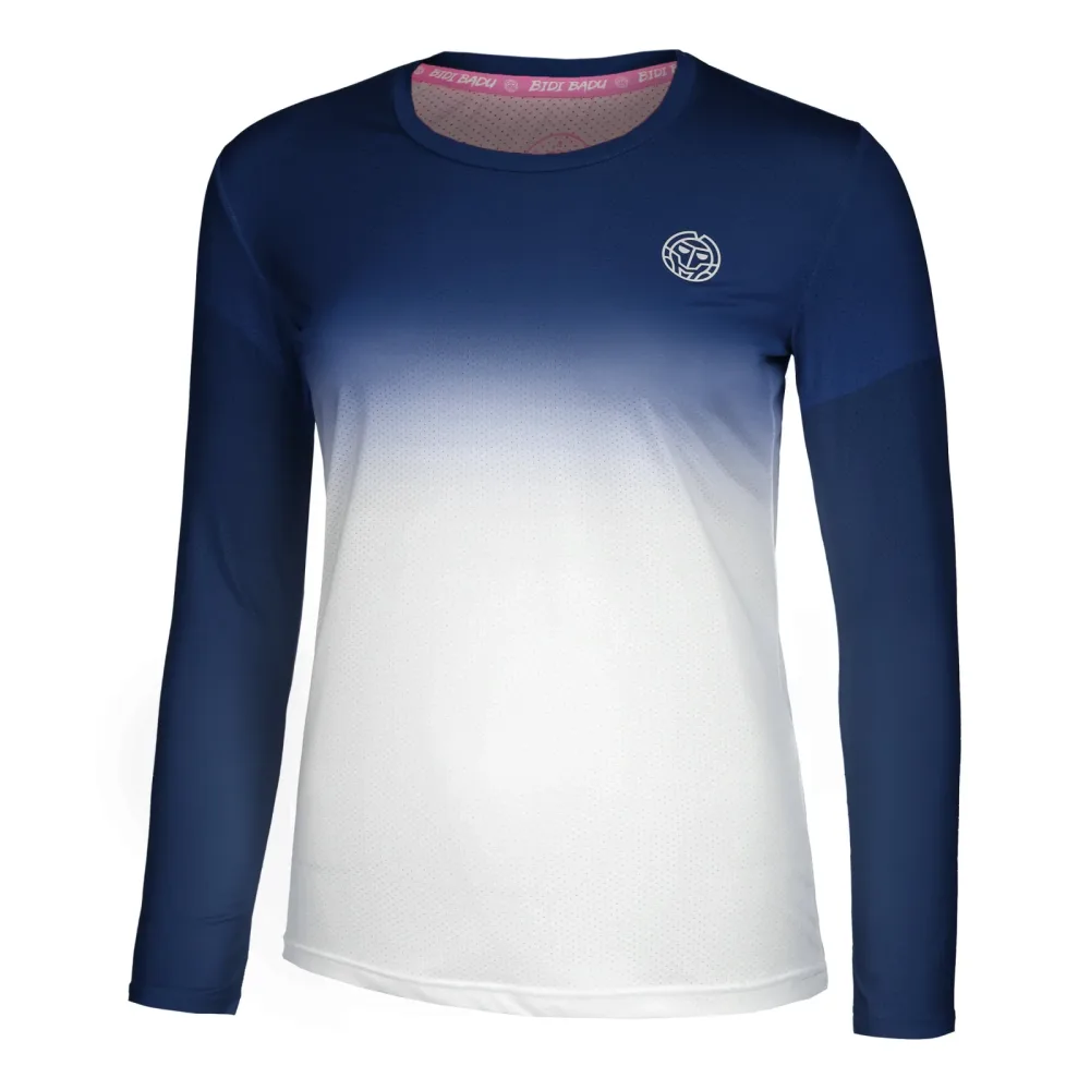 BIDI BADU Crew Gradiant Longsleeve Damen - Dunkelblau, Weiß
