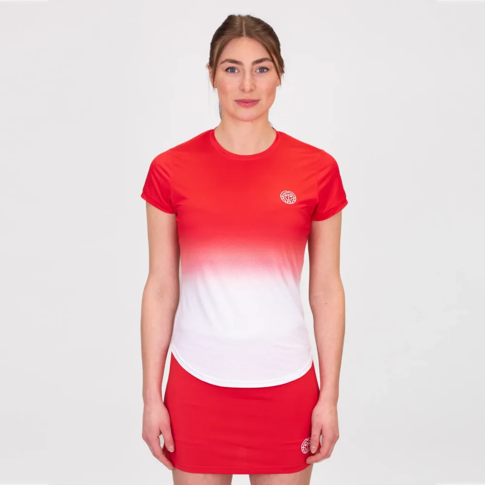 BIDI BADU Crew Gradiant T - Shirt Damen Rot, Weiß