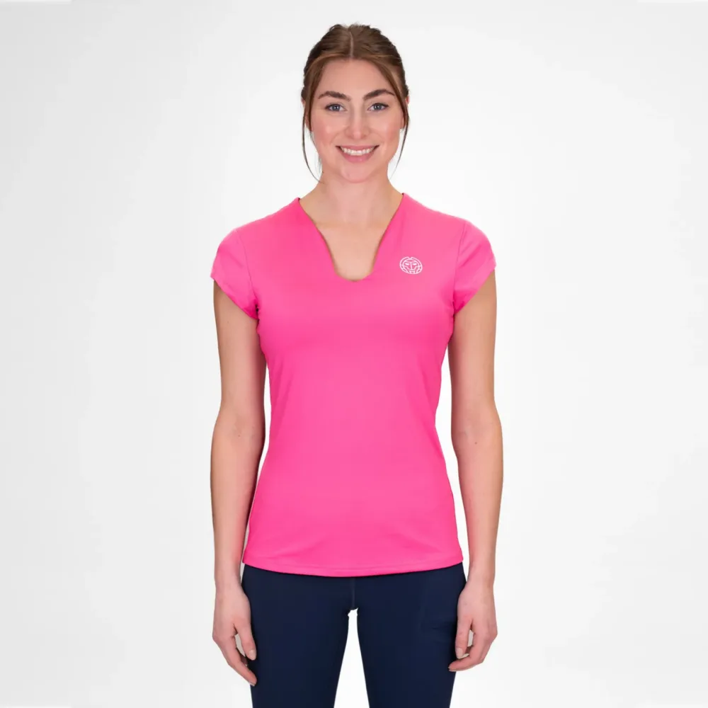 BIDI BADU Crew V - Neck T Shirt Damen Pink