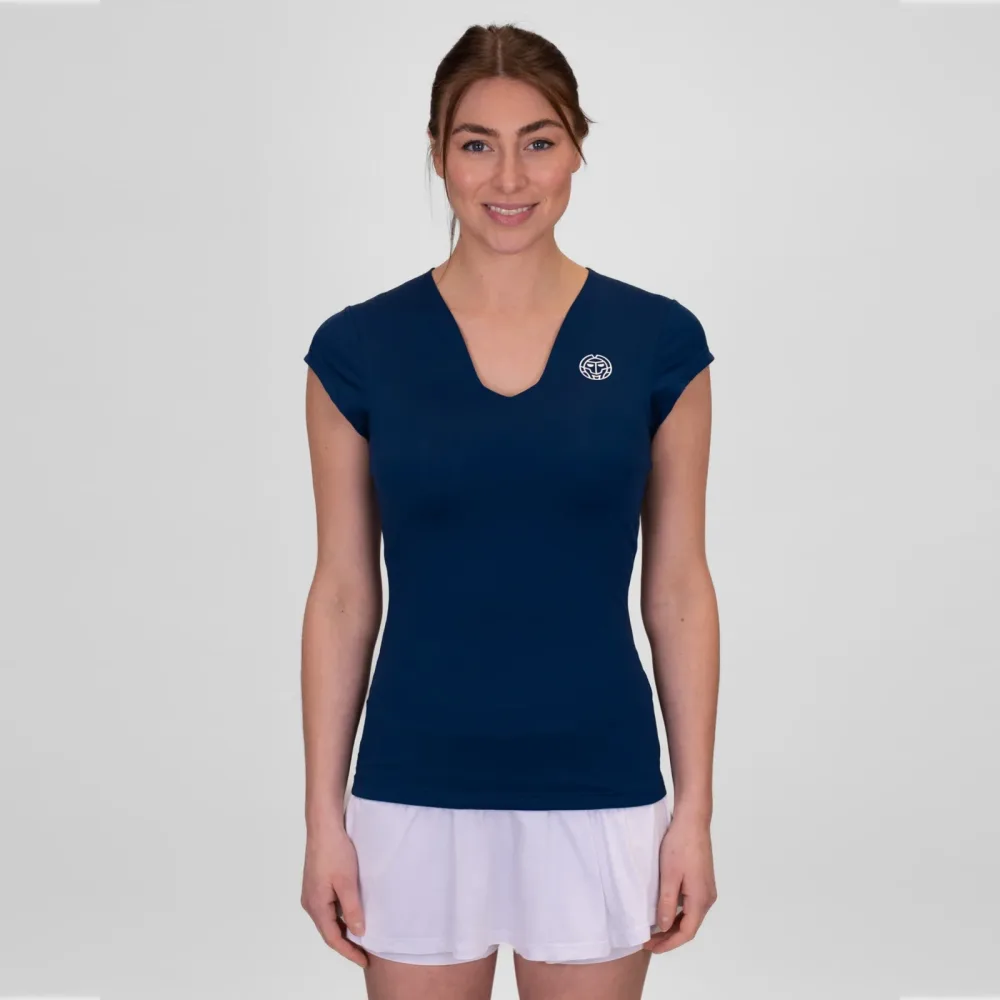 BIDI BADU Crew V-Neck T-Shirt Damen - Dunkelblau