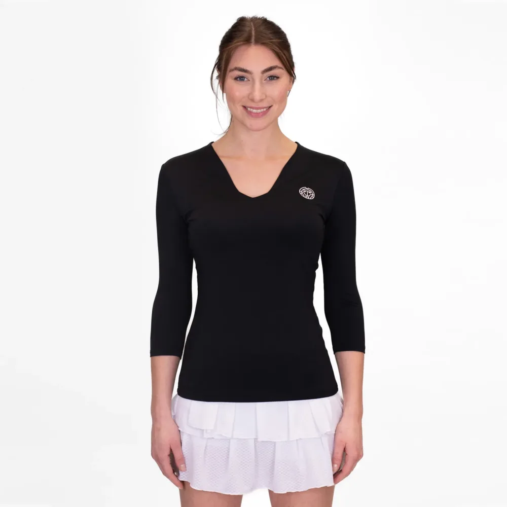 BIDI BADU Crew V - Neck Longsleeve Damen Schwarz