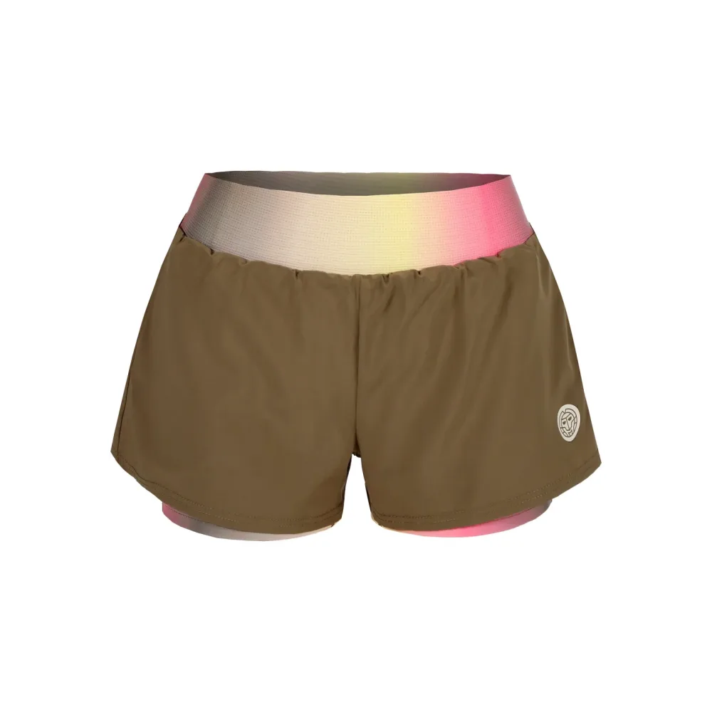 BIDI BADU Spectrum 2In1 Printed Shorts Damen - Braun, Gelb