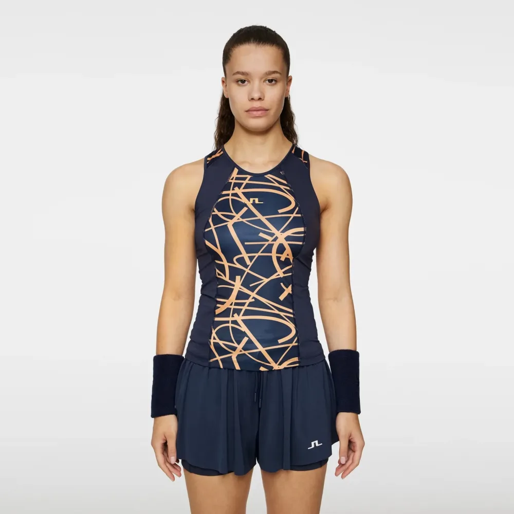 JLindeberg Miria Printed Tank - Top Damen Dunkelblau, Orange