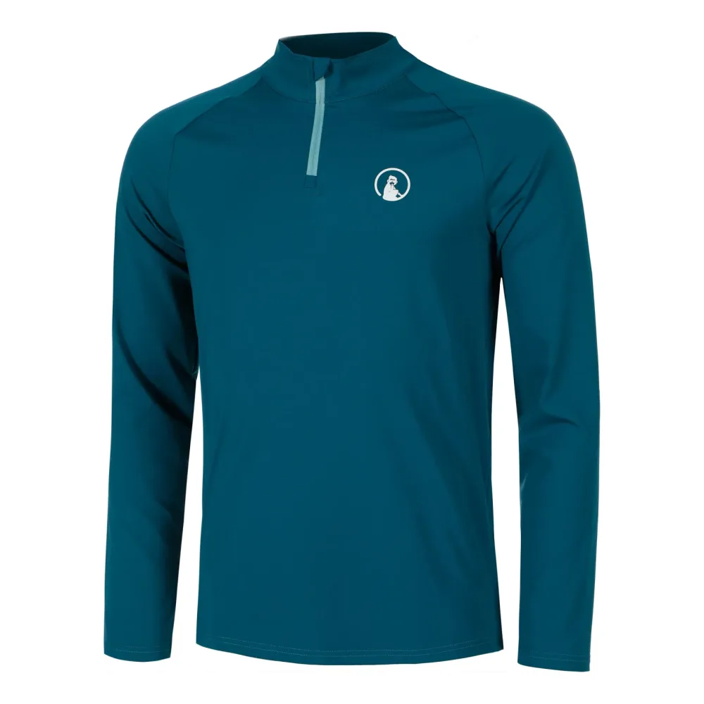Quiet Please Create Big Serve 1/4 Zip Longsleeve Herren - Petrol, Weiß