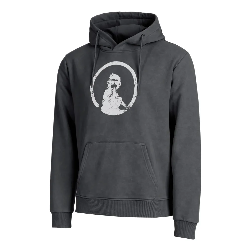 Quiet Please Endlessly Washed Out Loose Fit Hoody Herren - Anthrazit, Weiß