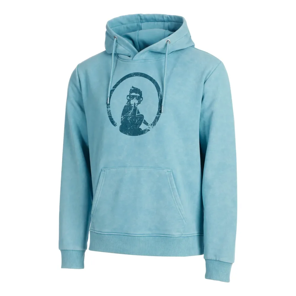Quiet Please Create Washed Out Loose Fit Hoody Herren - Hellblau, Petrol