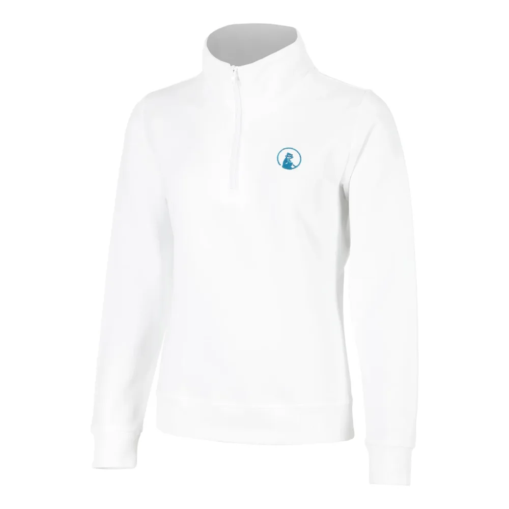 Quiet Please Create Troyer Sweatshirt Damen-Weiß,Petrol