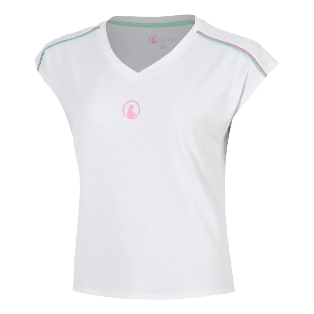 Quiet Please Joy Volley T-Shirt Damen - weiß, pink
