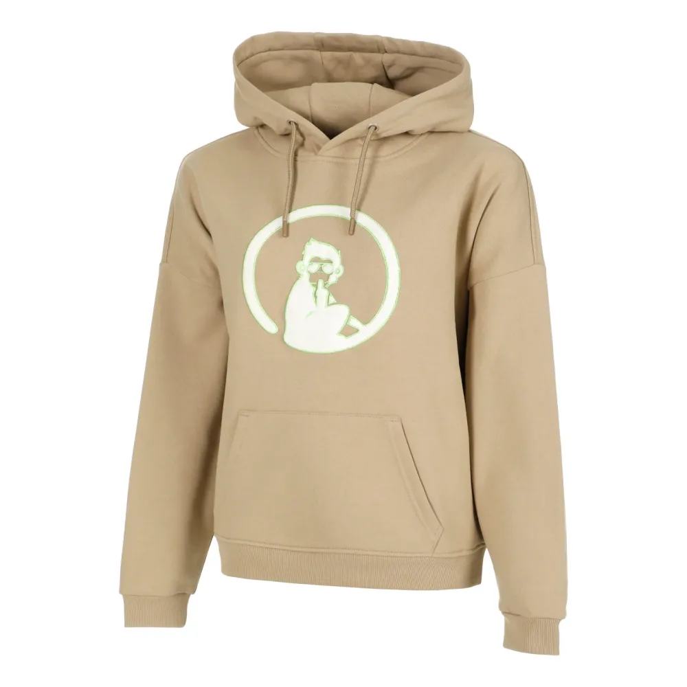 Quiet Please Wild Oversize Embroided Hoody Damen-Beige,Neongrün