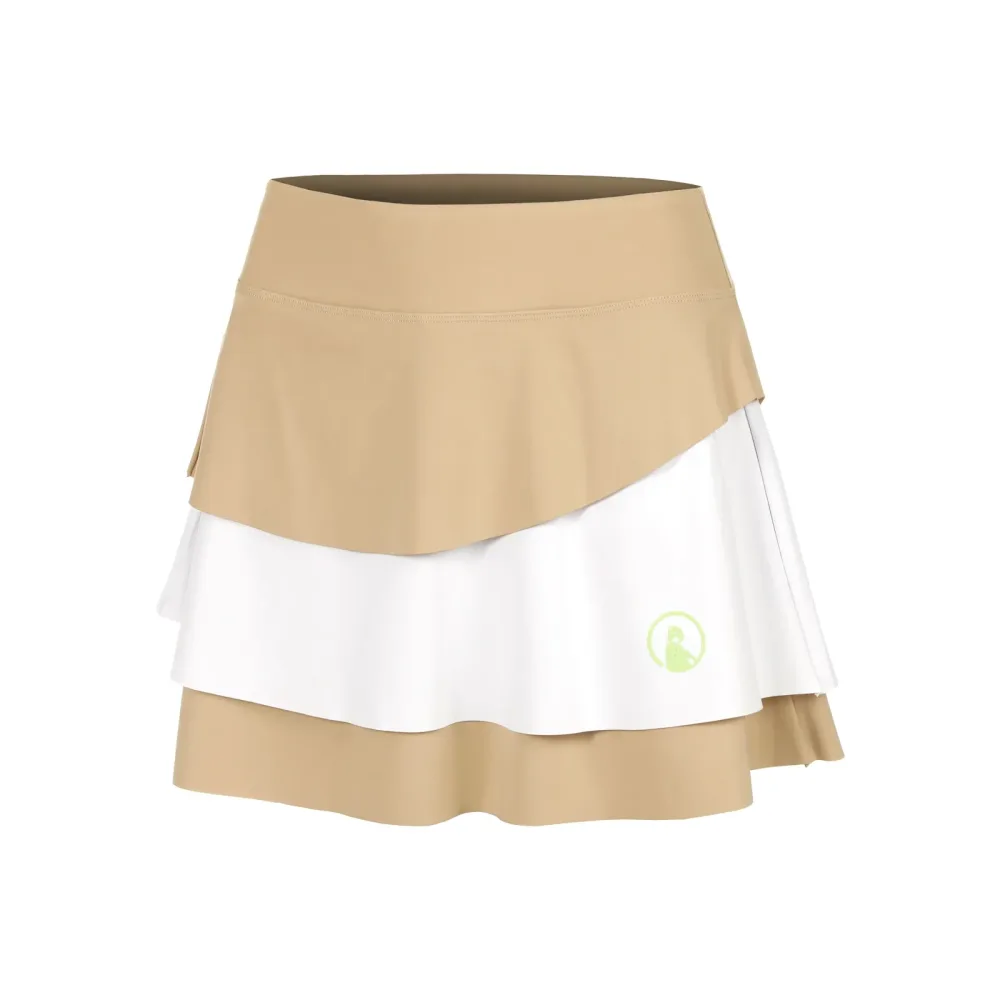 Quiet Please Wild Flounce Rock Damen-Beige,Weiß