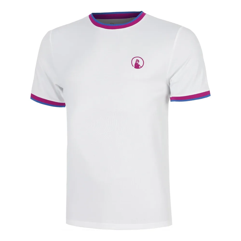 Quiet Please Break Ringer T-Shirt Herren-weiß, berry