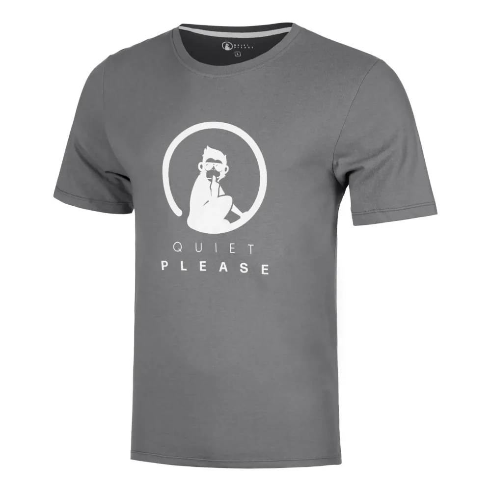 Quiet Please Trainings T-Shirt Herren - grau, weiß