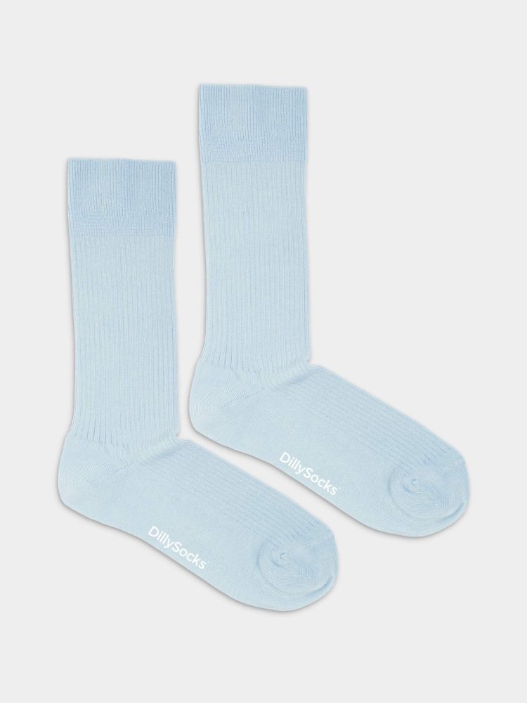 - feingerippte Socken für Damen Ribbed Baby Blue Einfarbige Socken | einfarbig one color Geschenk Bio-Baumwolle | 36-40 Blau