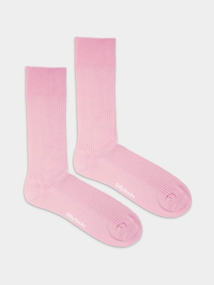 - feingerippte Socken für Damen Ribbed Piggy Pink Einfarbige Socken | einfarbig one color Geschenk Bio-Baumwolle | 36-40 Rosa