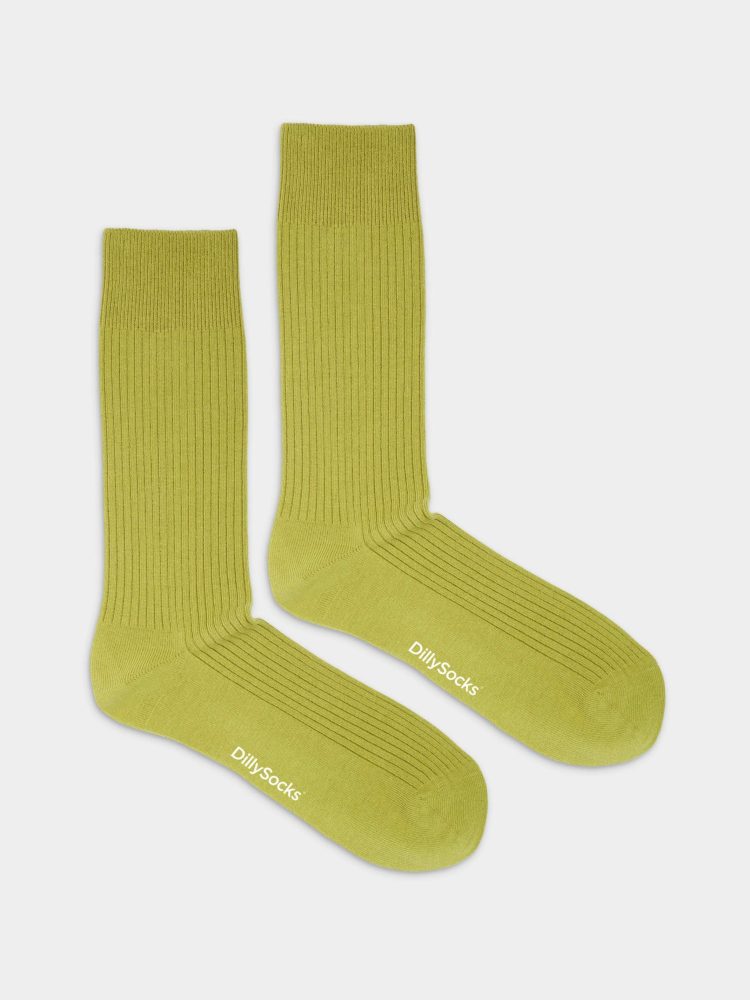 - feingerippte Socken für Damen Ribbed Lime Green Einfarbige Socken | einfarbig one color Geschenk Bio-Baumwolle | 36-40 Grün