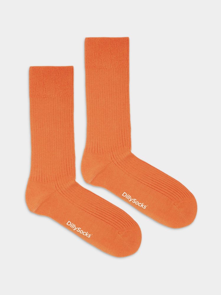 - feingerippte Socken für Damen Ribbed Carrot Orange Einfarbige Socken | einfarbig one color Geschenk Bio-Baumwolle | 36-40 Orange