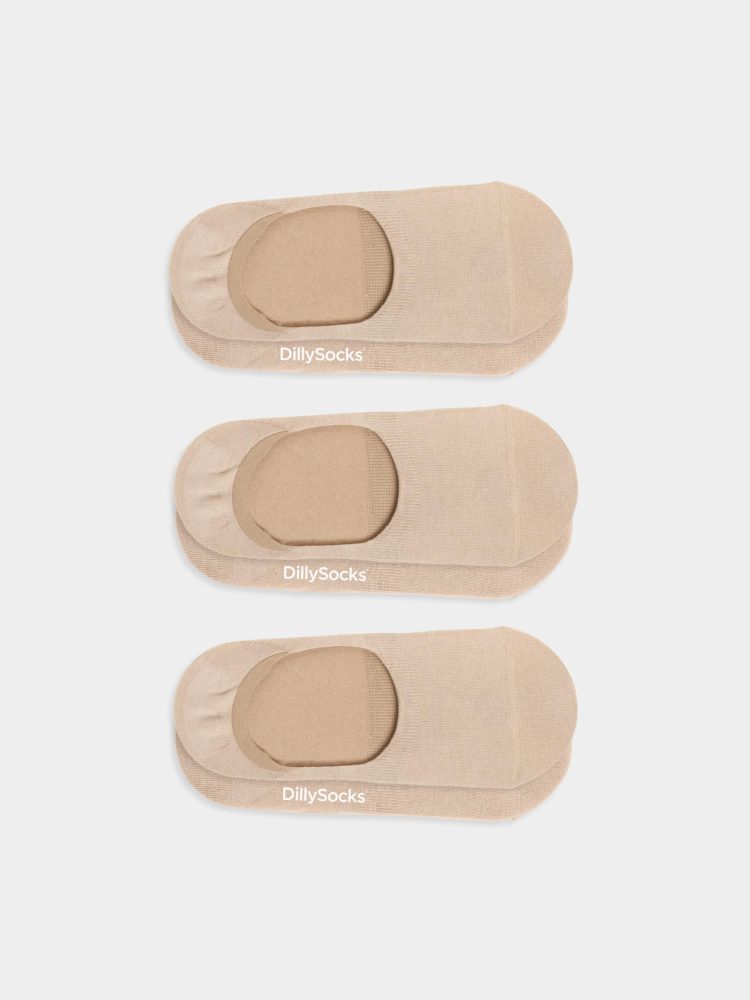 - Füsslinge für Damen Hidden Nude Sand (3er Pack) Einfarbige Socken | einfarbig one color Geschenk Bio-Baumwolle | 35-38 Beige