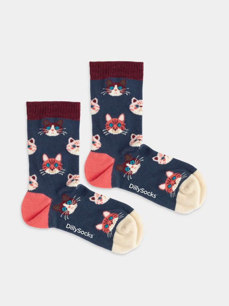 - Kindersocken Lil Sky Kitten Bunte Lustige Socken | Geschenk Bio-Baumwolle | 0-12M Blau