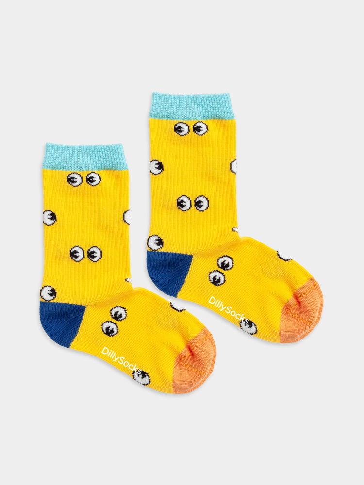 - Kindersocken Lil Samureye Bunte Lustige Socken | Augen eyes Geschenk Bio-Baumwolle | 0-12M Gelb
