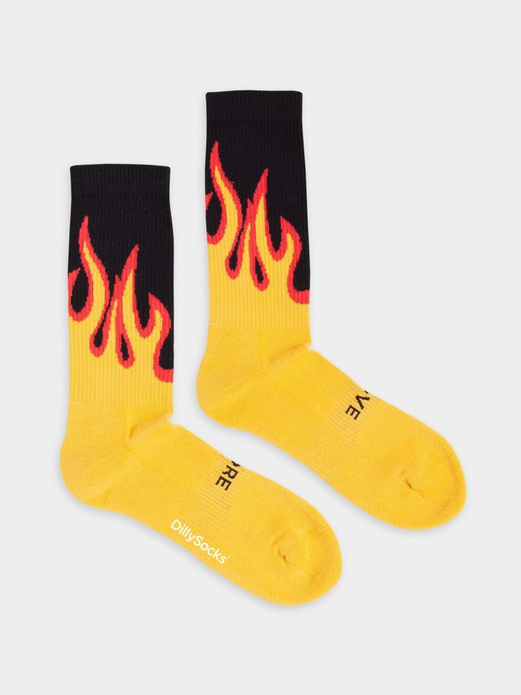 - Socken in Gelb Schwarzmit Grafisch Motiv/Muster