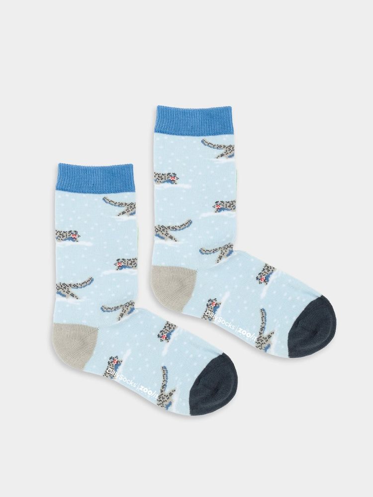 - Kindersocken Lil Panthera Schneeleopard Bunte Lustige Socken | Zoo Geschenk Bio-Baumwolle | 12-24M Blau