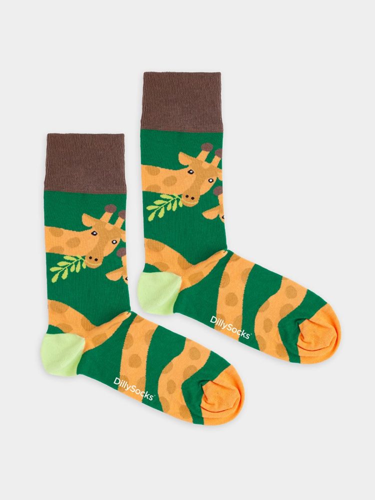 - Damensocken Green Longneck Bunte Lustige Socken | Giraffe giraffe Geschenk Bio-Baumwolle | 36-40 Grün