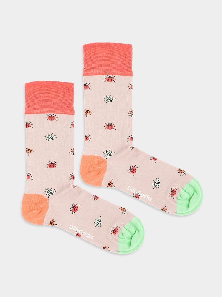 - Damensocken Buzzing Beetles Bunte Lustige Socken | Käfer Tier Geschenk Bio-Baumwolle | 36-40 Rosa