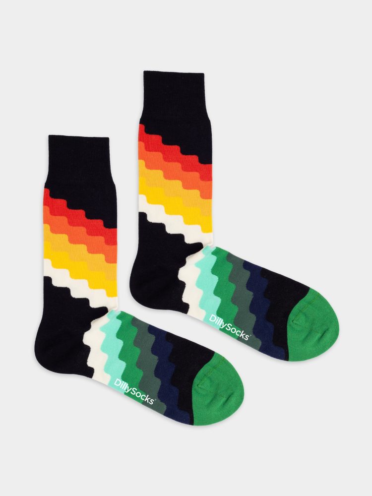 - Damensocken Pixel Flame Bunte Lustige Socken | Geometrisch Geschenk Bio-Baumwolle | 36-40 Mehrfarbig Schwarz