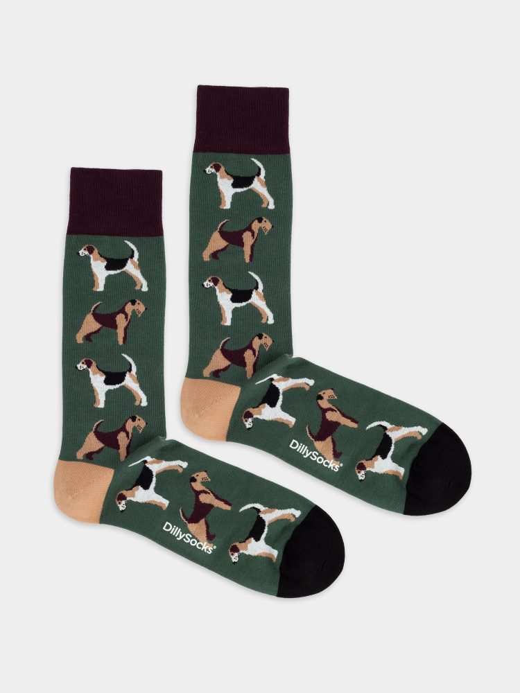- Damensocken Doggo Days Bunte Lustige Socken | Tier Hund Geschenk Bio-Baumwolle | 36-40 Grün Braun