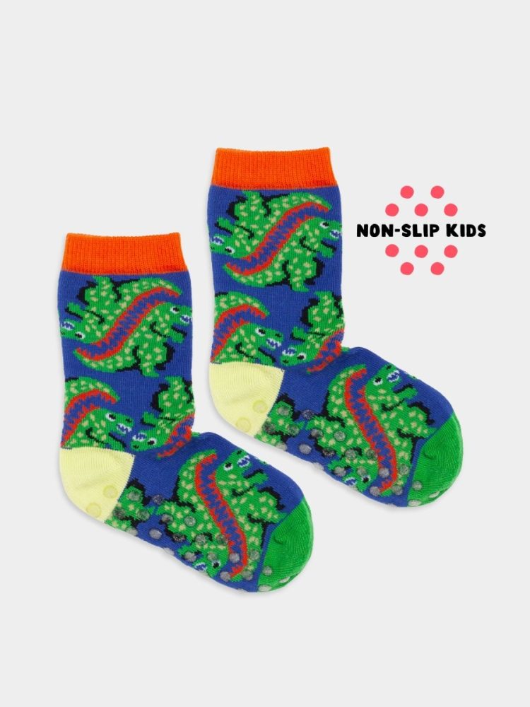 - Kindersocken Lil Ur Ex the T Rex Non-Slip Bunte Lustige Socken | Dinosaurier Dinosaur Geschenk Bio-Baumwolle | 12-24M Blau