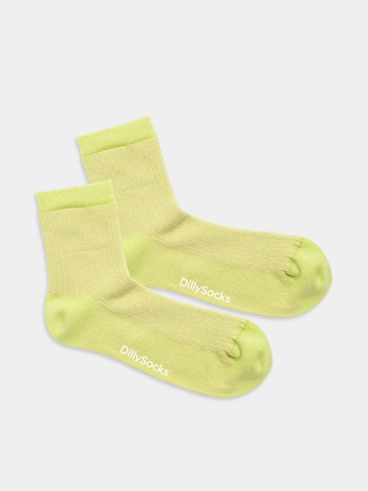 - Premium Damensocken Classic Neon Stripes Bunte Lustige Socken | Streifen Muster Geschenk Bio-Baumwolle | 35-38 Gelb