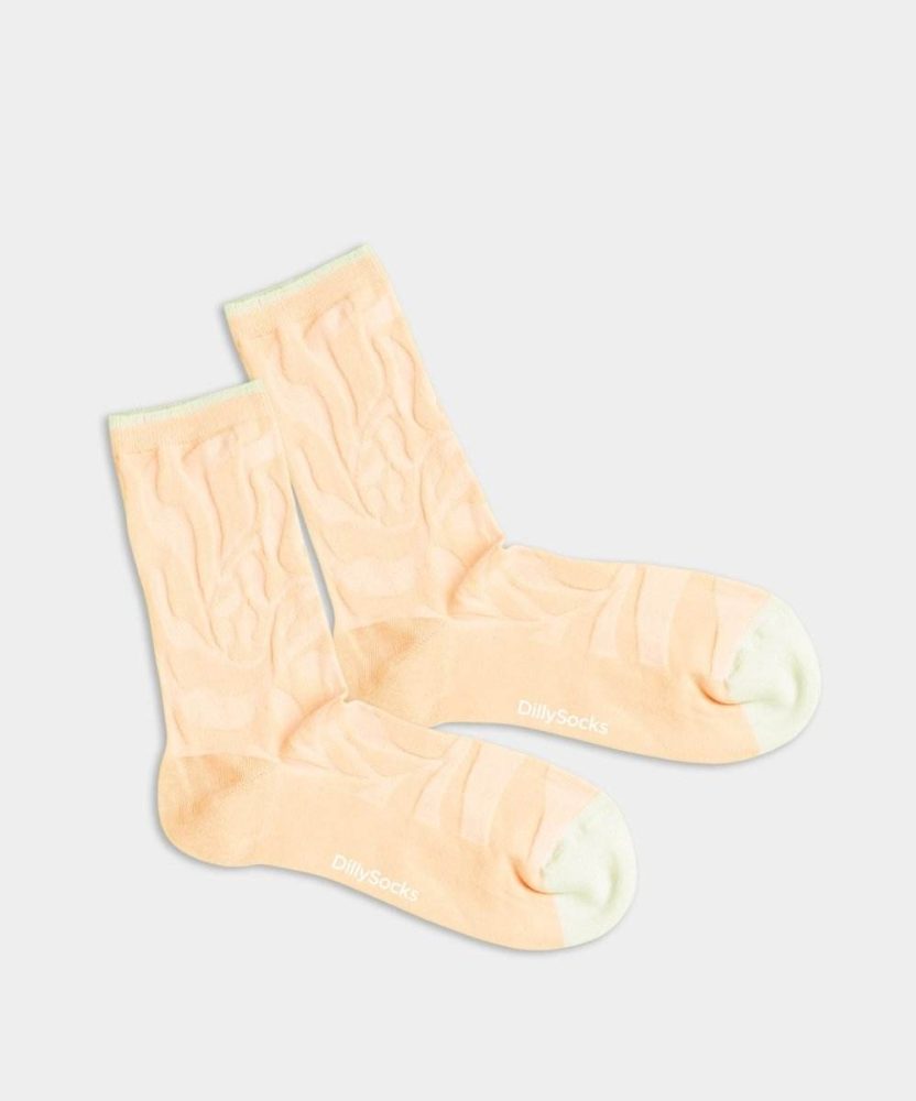 - Premium Damensocken Crumpled Peach Bunte Lustige Socken | Geschenk Bio-Baumwolle | 39-41 Orange
