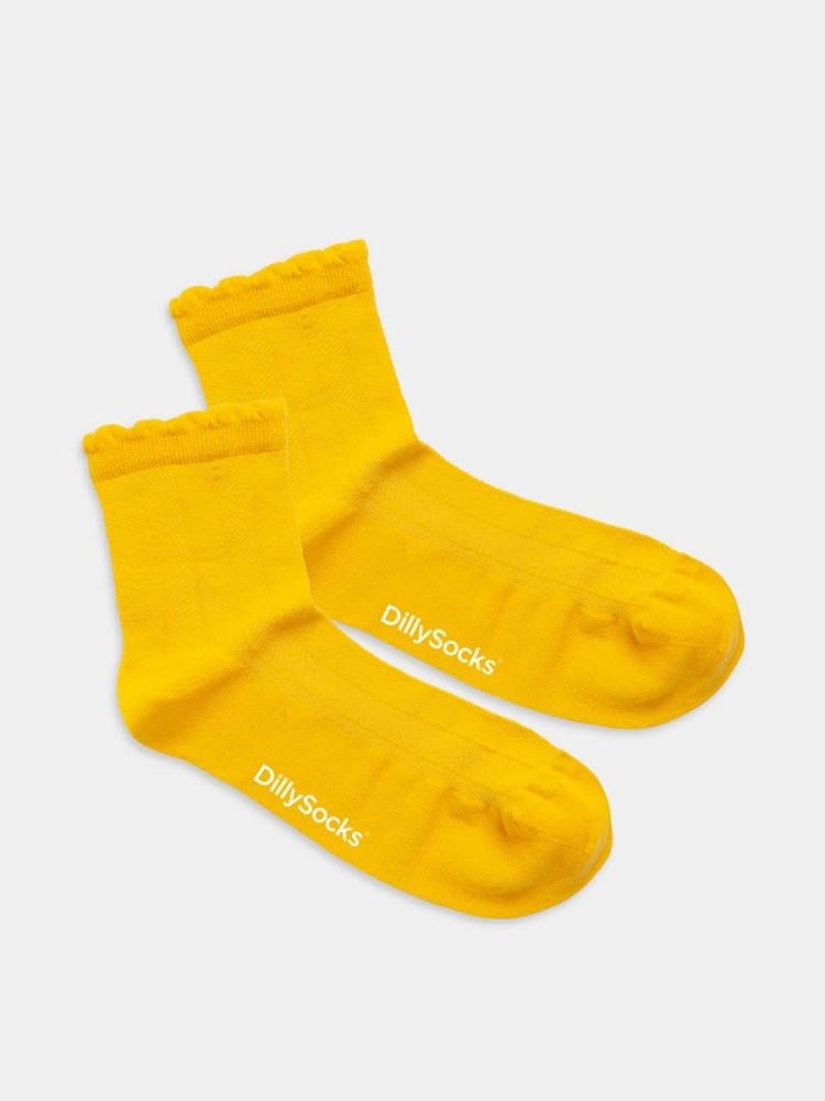 - Premium Damensocken Ruffled Sun Bunte Lustige Socken | Geschenk Bio-Baumwolle | 35-38 Gelb