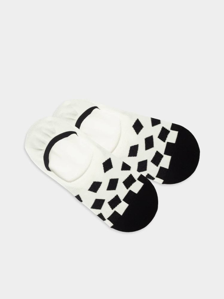 - Füsslinge für Damen Hidden Crumbling Chess Bunte Lustige Socken | Geometrisch Formen Geschenk Bio-Baumwolle | 35-38 Schwarz Weiss