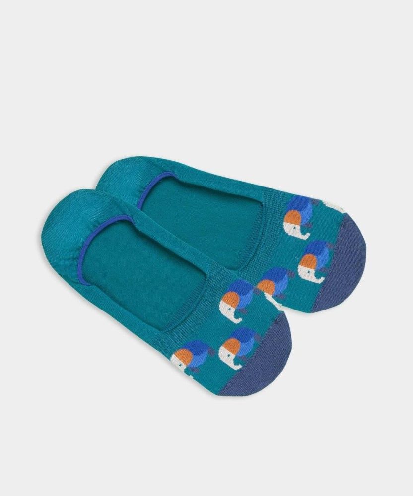 - Füsslinge für Herren Hidden Elevated Elephant Bunte Lustige Socken | Elephant Elefant Geschenk Bio-Baumwolle | 43-46 Blau