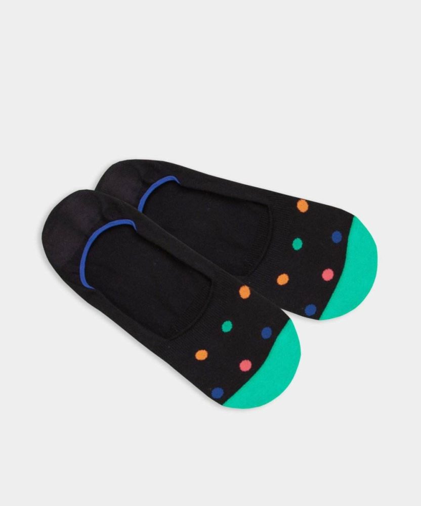 - Füsslinge für Herren Hidden Neon Dots Bunte Lustige Socken | Punkte Muster Geschenk Bio-Baumwolle | 43-46 Schwarz