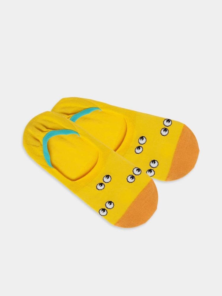 - Füsslinge für Damen Hidden Samureye Bunte Lustige Socken | Augen Eyes Geschenk Bio-Baumwolle | 35-38 Gelb