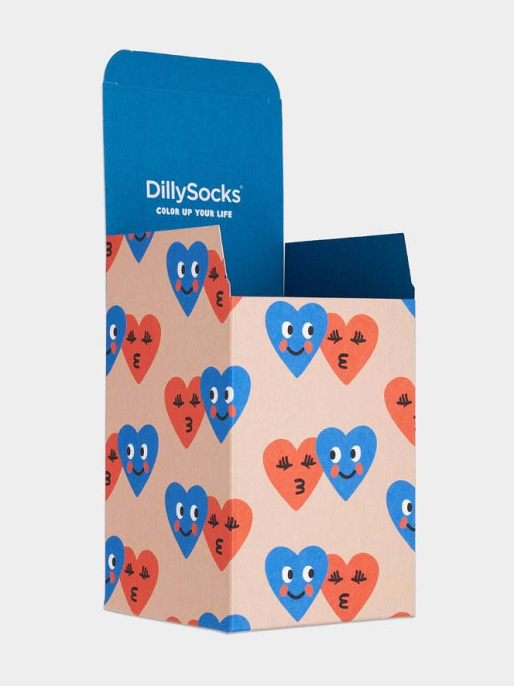 - Geschenkverpackung in Beige Blau Orange mit GrafischMotiv/Muster